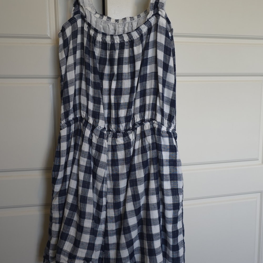 Blue and White Checkered Kids Dress